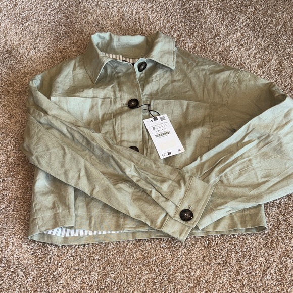 Zara Light Green Cropped Jacket - Picture 1 of 3